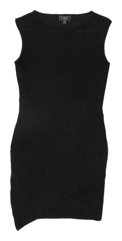 Lipsy Black Bodycon Dress - Size 10, Party Staple