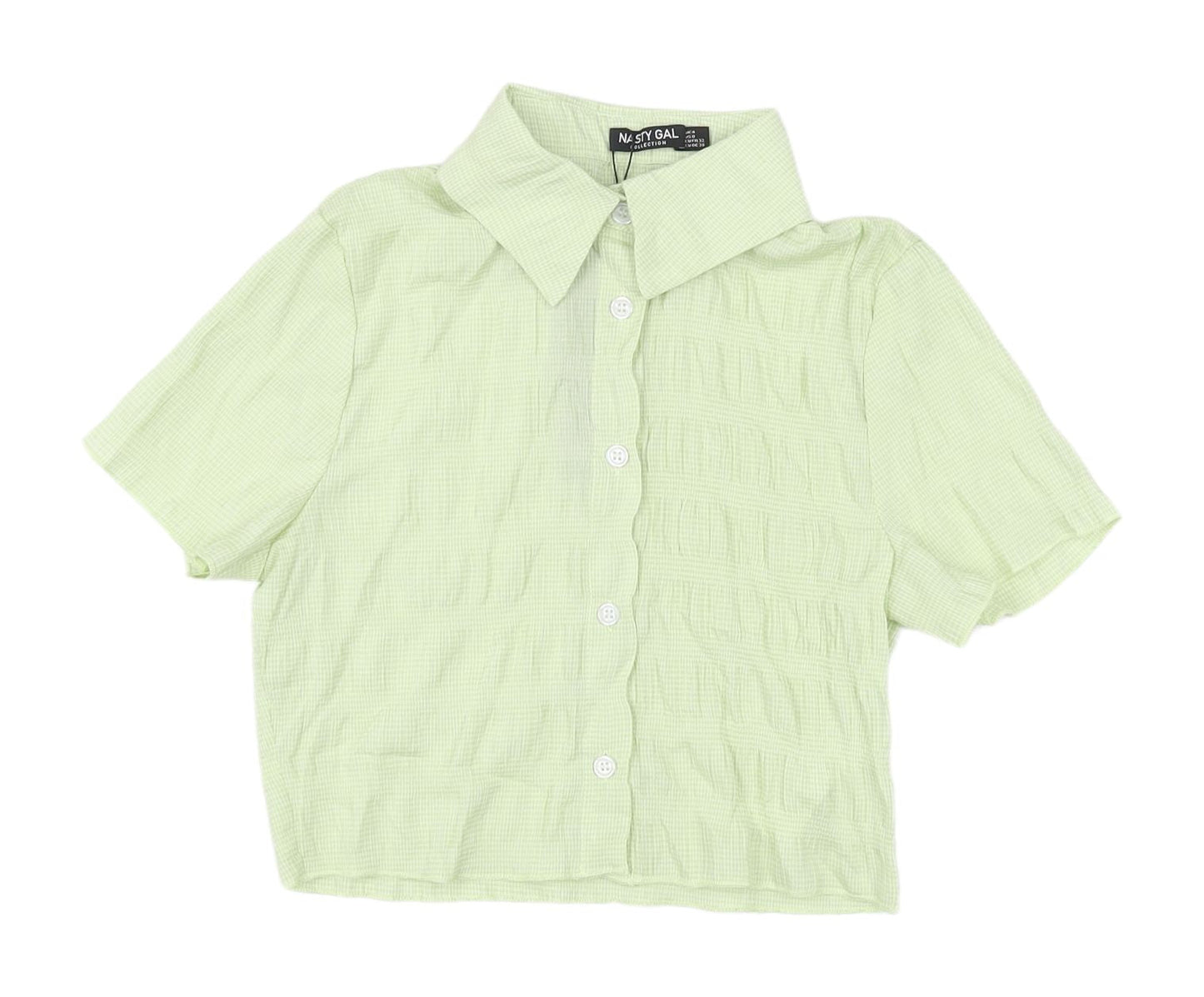 Womens UK Size 4 Nasty Gal Green Cropped Button-Up