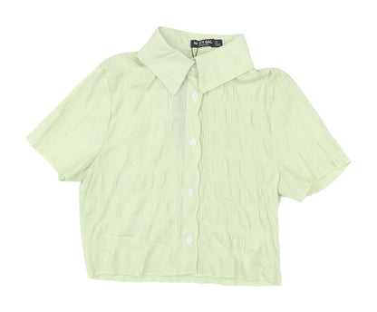Womens UK Size 4 Nasty Gal Green Cropped Button-Up