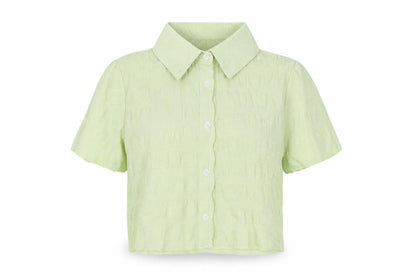 Womens UK Size 4 Nasty Gal Green Cropped Button-Up