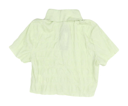 Womens UK Size 4 Nasty Gal Green Cropped Button-Up