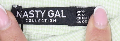 Womens UK Size 4 Nasty Gal Green Cropped Button-Up
