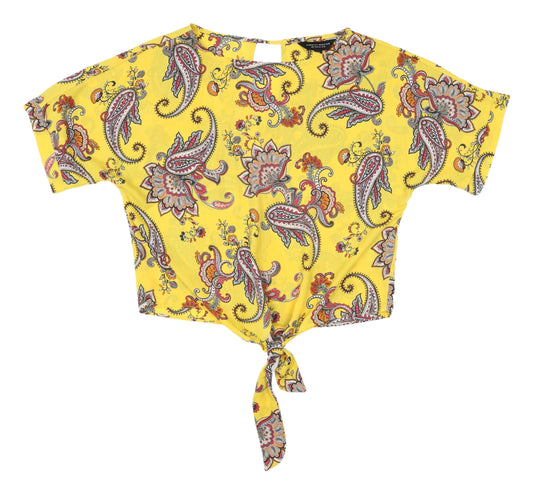Womens UK Size 12 Dorothy Perkins Yellow Cropped Blouse