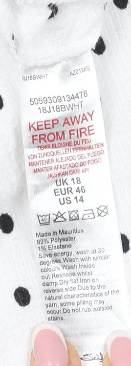 Miss Selfridge Women's White Polka Dot Slip Dress Size 18