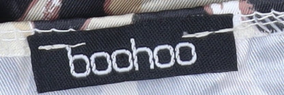 Boohoo Women's Beige Animal Print Wrap Top Size 14