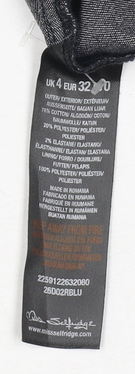 Miss Selfridge Women's Blue Denim Shirt Dress Size 4