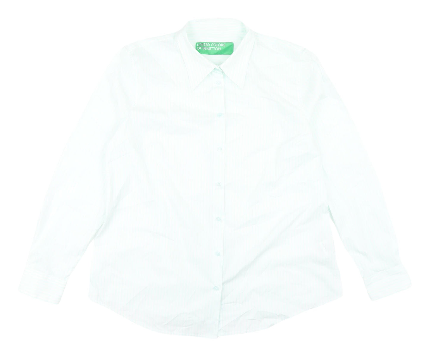 Womens UK Size XL United Colors of Benetton White Basic Button-Up