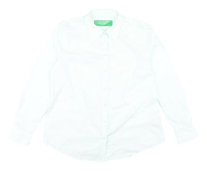 Womens UK Size XL United Colors of Benetton White Basic Button-Up