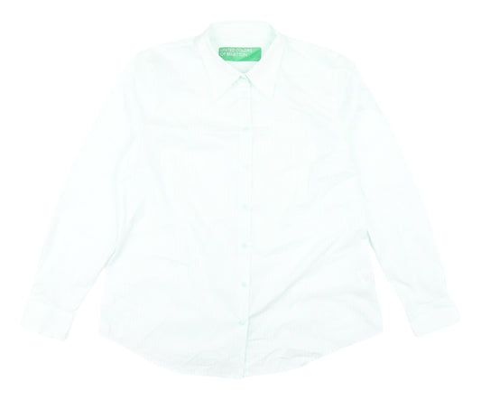 Womens UK Size XL United Colors of Benetton White Basic Button-Up