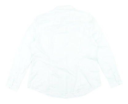 Womens UK Size XL United Colors of Benetton White Basic Button-Up