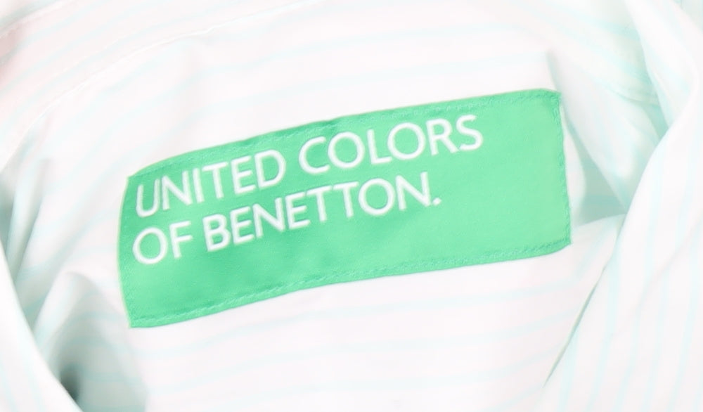 Womens UK Size XL United Colors of Benetton White Basic Button-Up