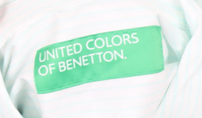 Womens UK Size XL United Colors of Benetton White Basic Button-Up