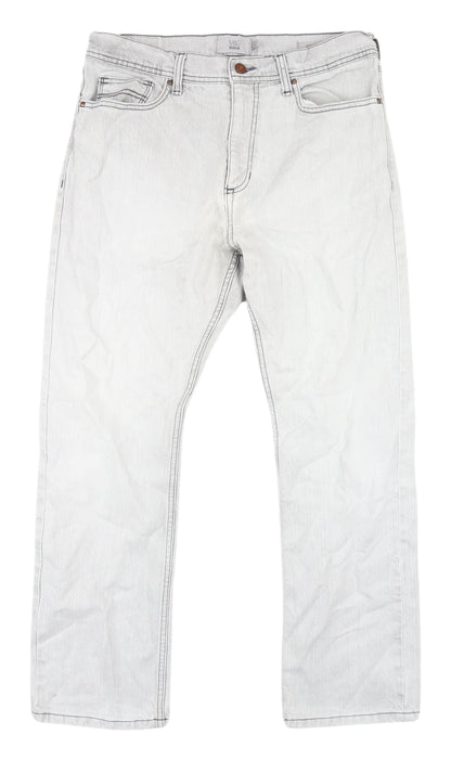 Marks and Spencer Men's Grey Straight Jeans, Size 32