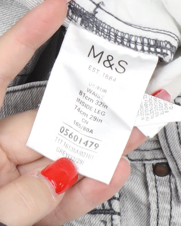 Marks and Spencer Men's Grey Straight Jeans, Size 32