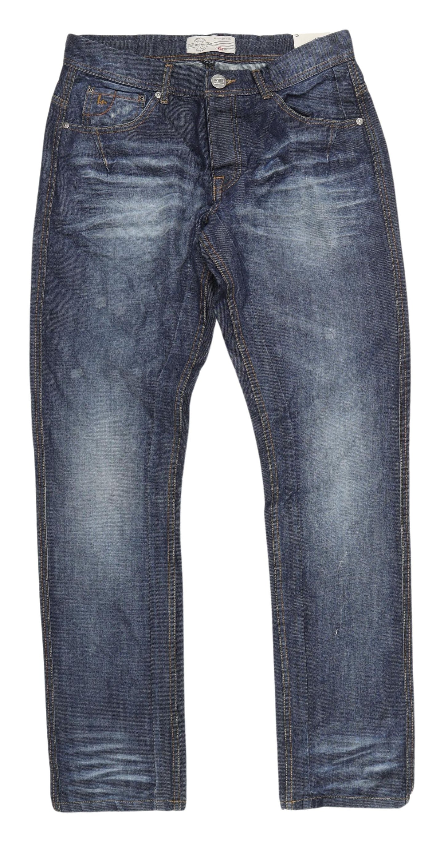 Inside Men's Blue Straight Jeans Size 16 Cotton