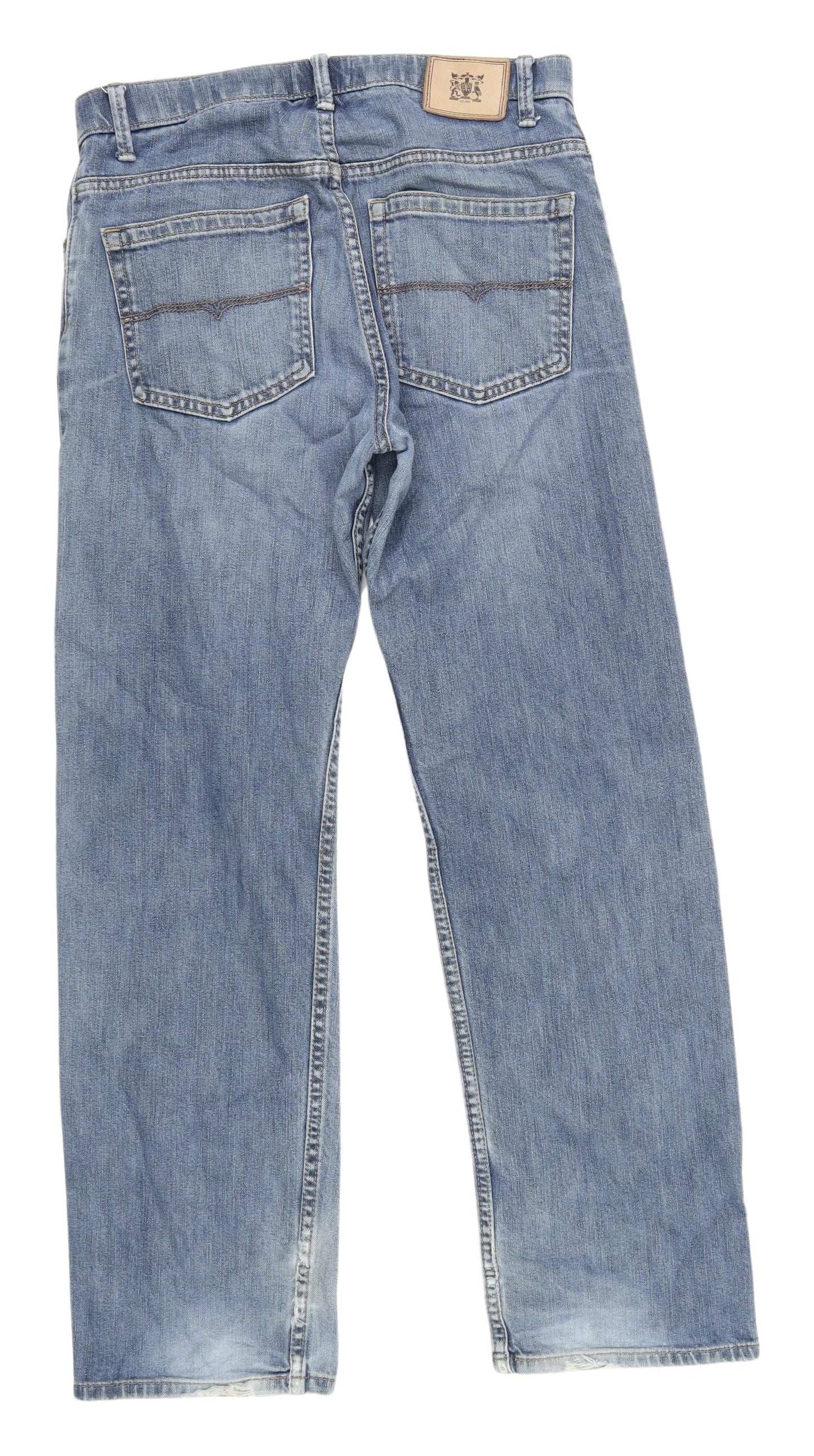 Marks and Spencer Men's Blue Straight Jeans, M, Regular Fit