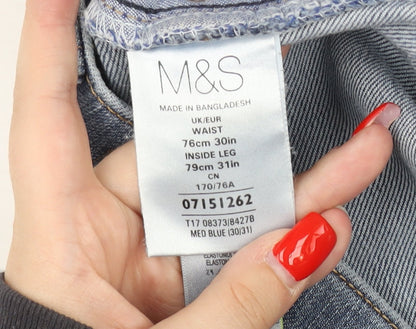 Marks and Spencer Men's Blue Straight Jeans, M, Regular Fit