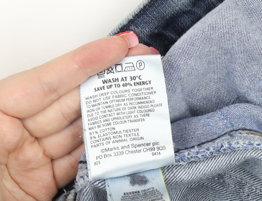 Marks and Spencer Men's Blue Straight Jeans, M, Regular Fit