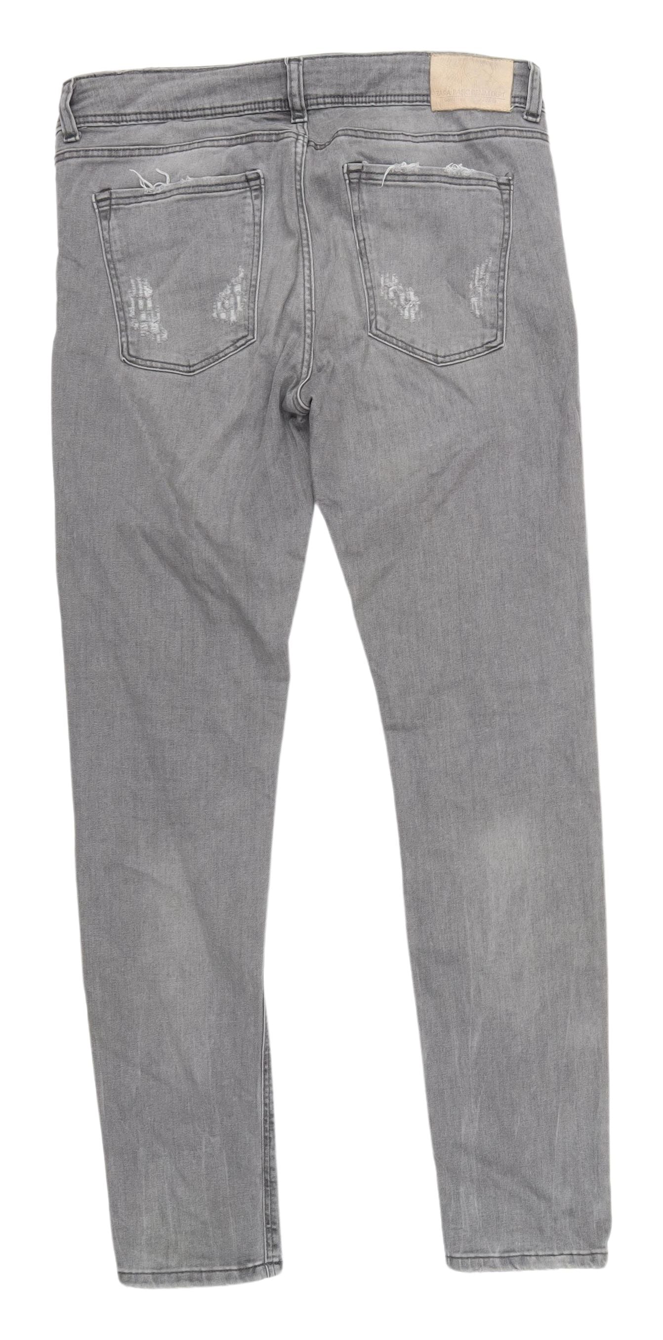 Zara Men's Grey Skinny Jeans Size 12 Distressed