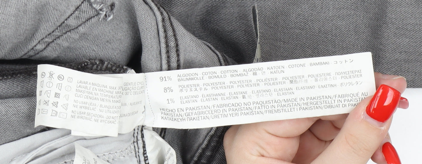 Zara Men's Grey Skinny Jeans Size 12 Distressed