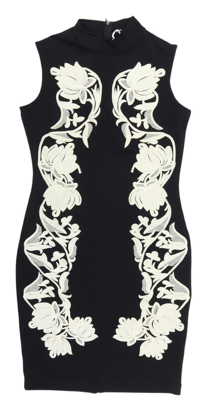 Next Women's Black Bodycon Dress High Neck Size 12