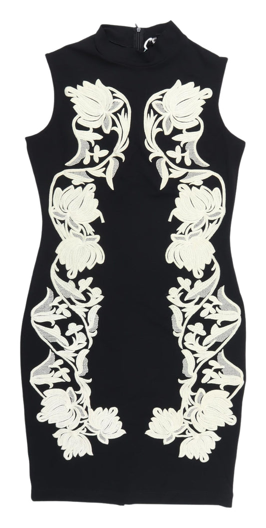 Next Women's Black Bodycon Dress High Neck Size 12