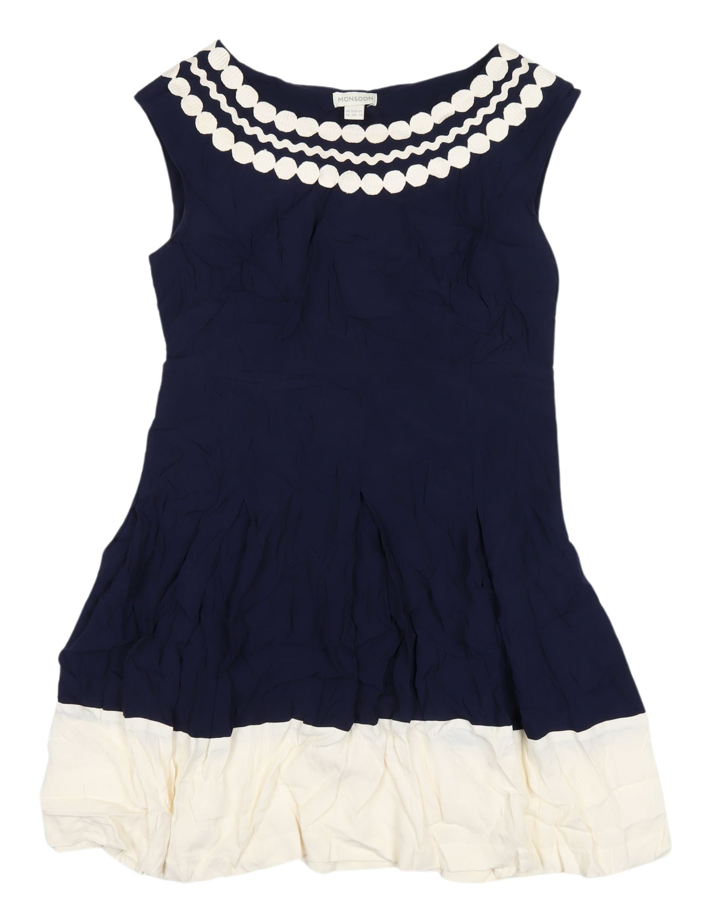 Monsoon Women's Blue Mini Dress with Embroidered Accents