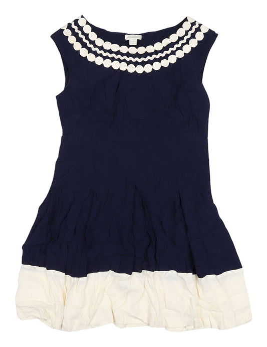 Monsoon Women's Blue Mini Dress with Embroidered Accents