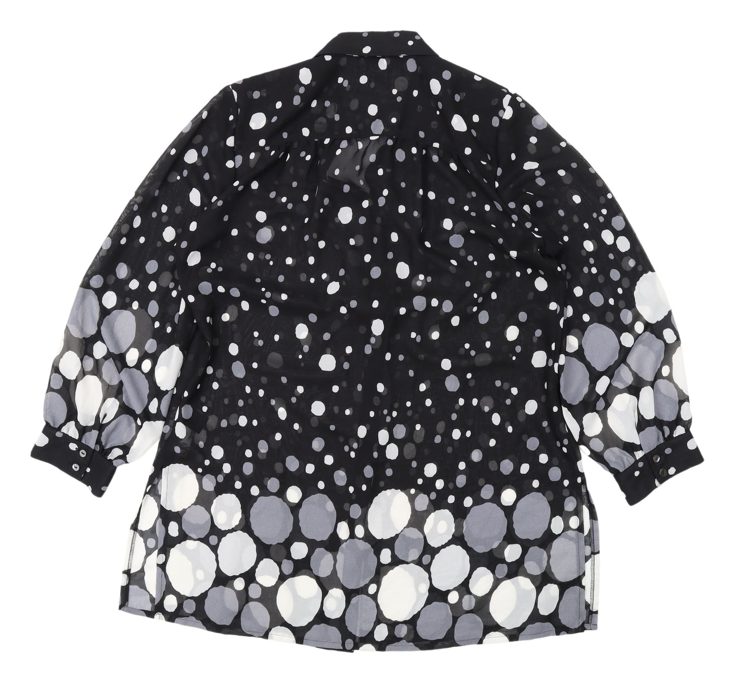 Elvi Women's Black Polka Dot Blouse, Size 16, Button Accents