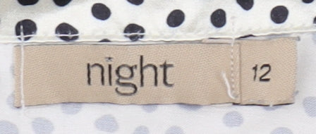 Night Women's White Polka Dot Pyjama Top Size 12