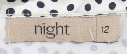 Night Women's White Polka Dot Pyjama Top Size 12