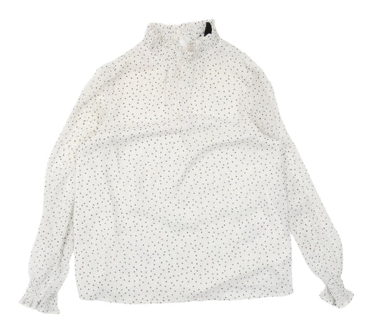 New Look Women’s White Polka Dot Blouse, Size 8