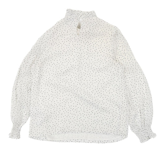 New Look Women’s White Polka Dot Blouse, Size 8