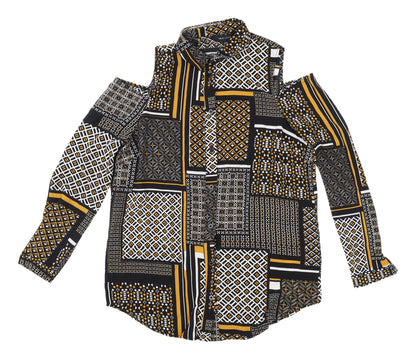 Womens UK Size 8 New Look Multicoloured Cropped Button-Up