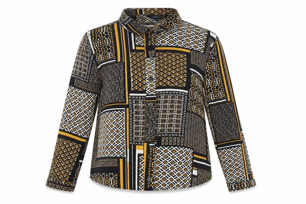 Womens UK Size 8 New Look Multicoloured Cropped Button-Up