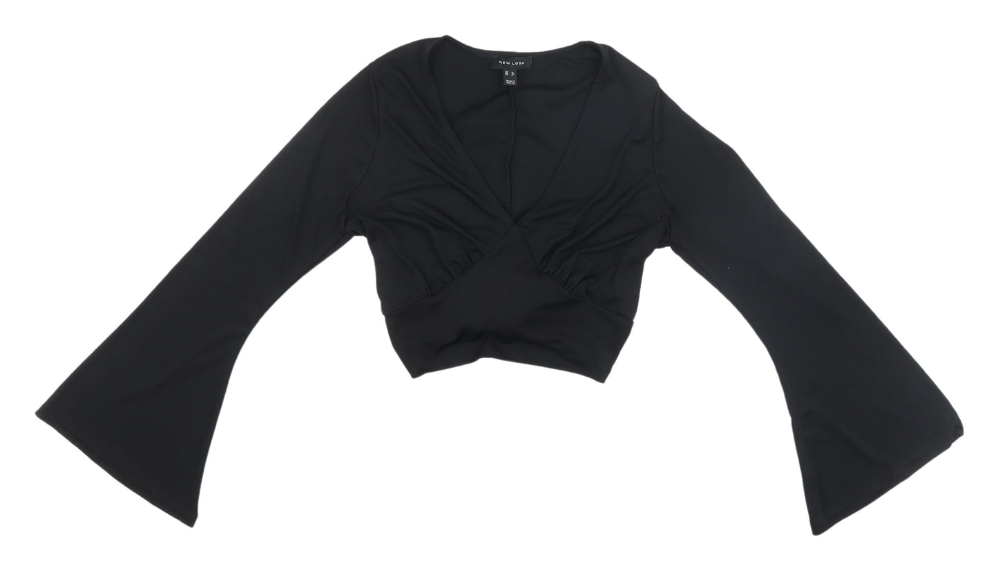 Womens UK Size 12 New Look Black Cropped Blouse