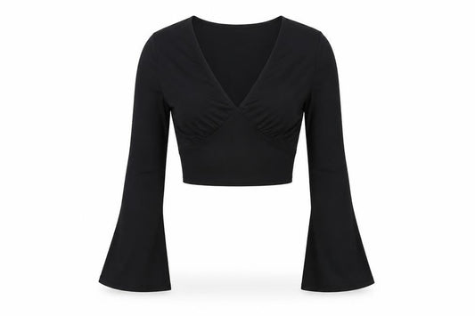Womens UK Size 12 New Look Black Cropped Blouse