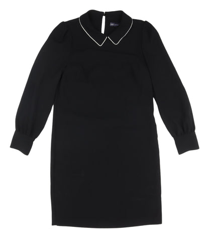 Marks and Spencer Black Puff Sleeve Shift Dress - Size 8