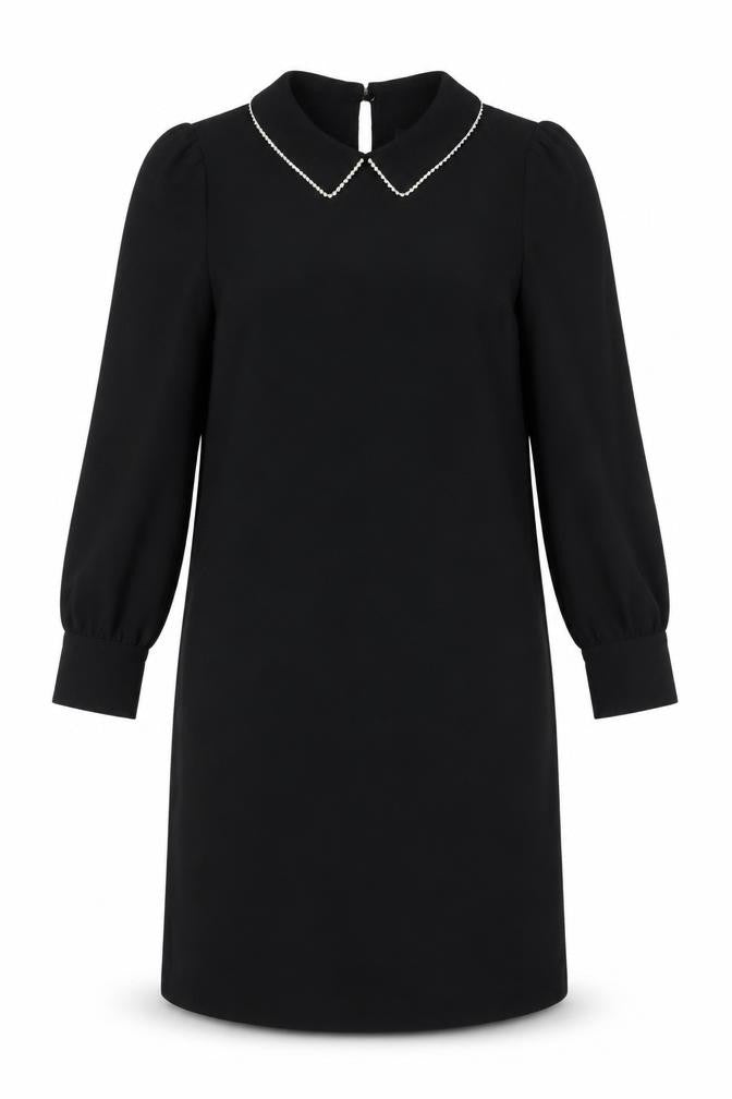 Marks and Spencer Black Puff Sleeve Shift Dress - Size 8