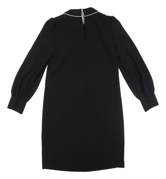 Marks and Spencer Black Puff Sleeve Shift Dress - Size 8