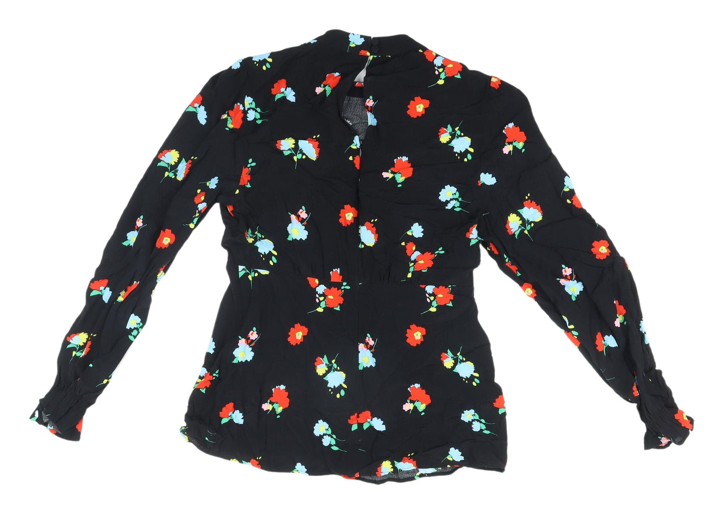 Marks and Spencer Women's Black Floral Blouse - Size 10