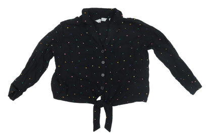 Womens UK Size 8 Dorothy Perkins Black Cropped Button-Up