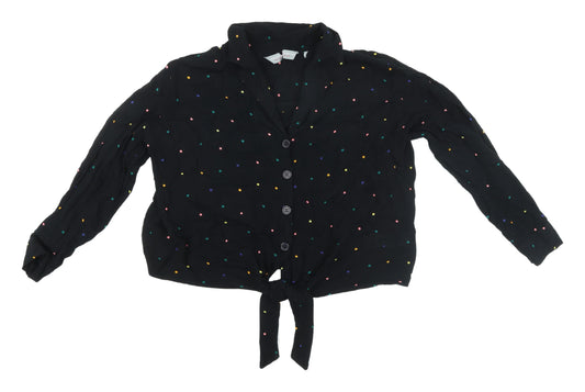 Womens UK Size 8 Dorothy Perkins Black Cropped Button-Up