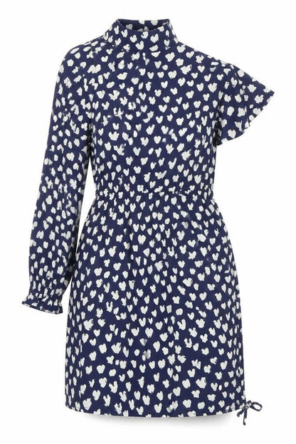 AX Paris Women's Blue One Shoulder Heart Dress