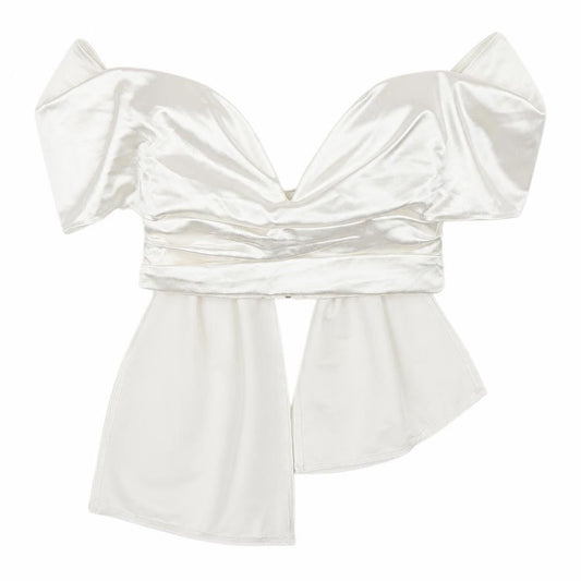Womens UK Size 8 PRETTYLITTLETHING White Wrap Blouse