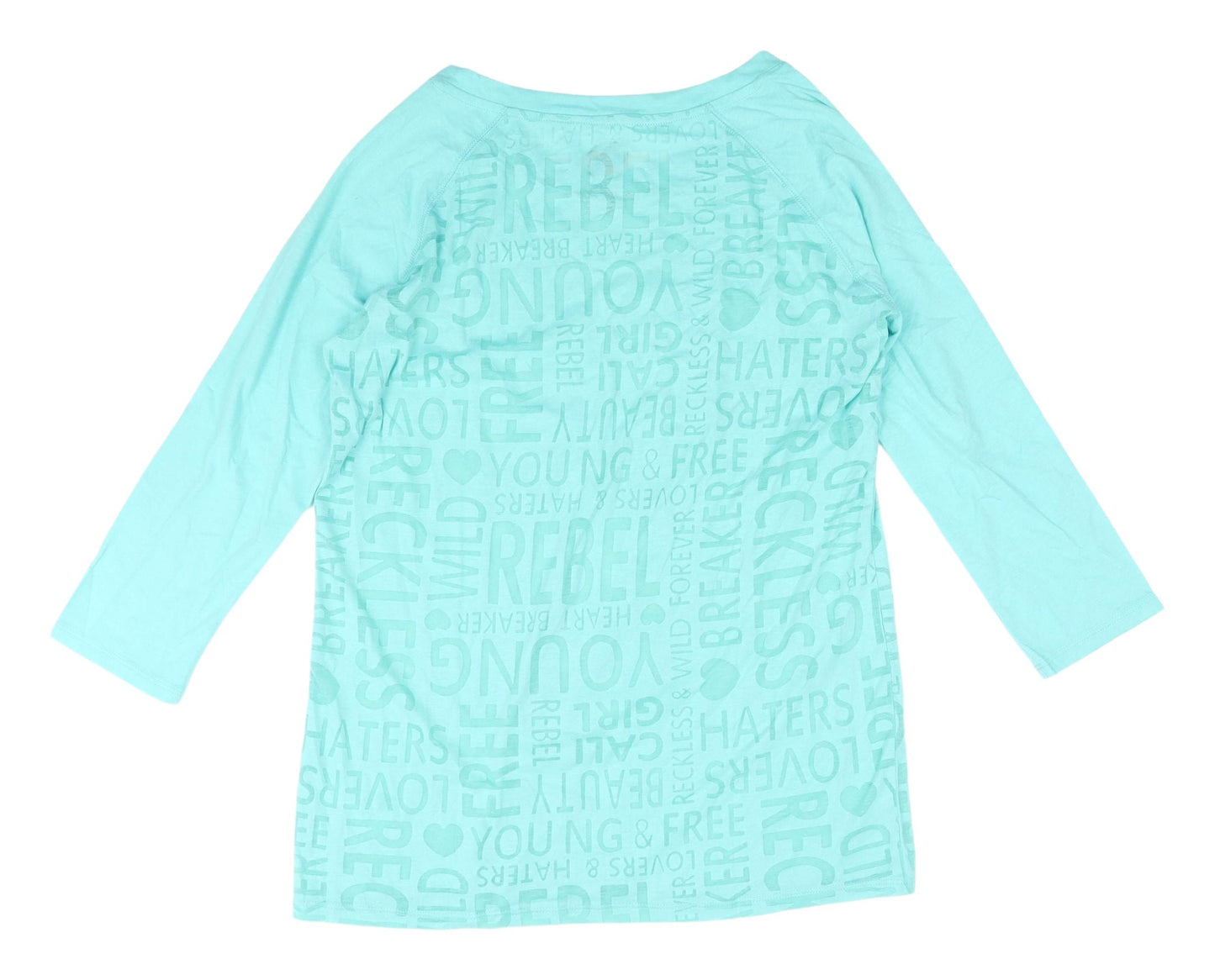 NRG Blue Women's XL Basic Rebel T-Shirt, 3/4 Sleeve