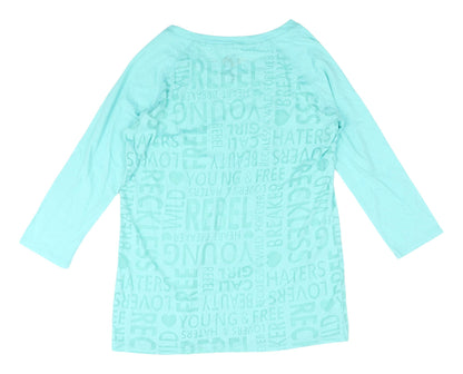 NRG Blue Women's XL Basic Rebel T-Shirt, 3/4 Sleeve