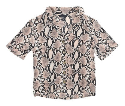 New Look Women's Multicoloured Animal Print Button-Up Shirt