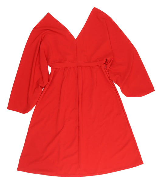 Boohoo Red V-Neck A-Line Dress, UK 10