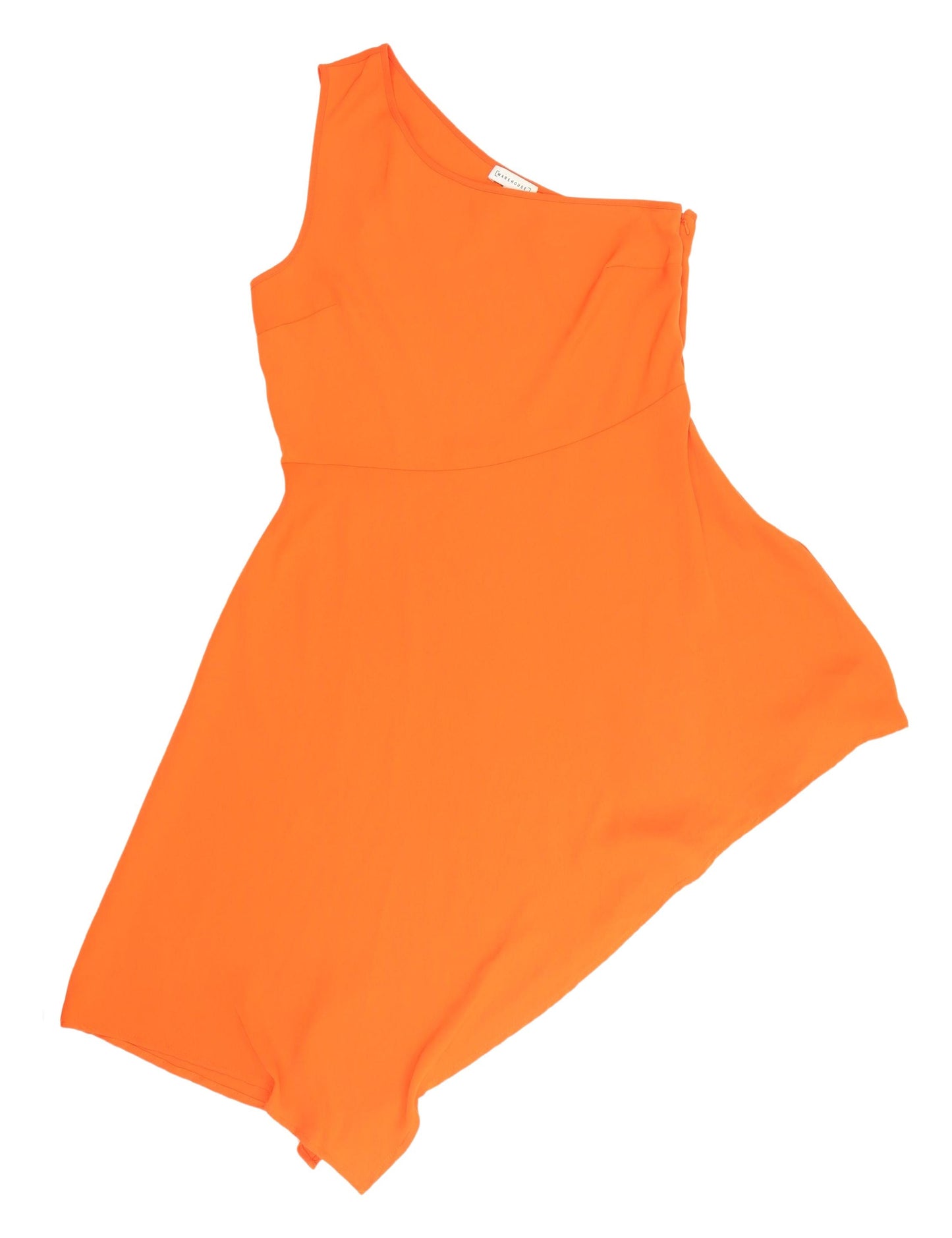 Warehouse Women's Orange One Shoulder Asymmetric Dress 12